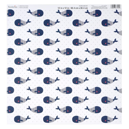 12" x 12" Blue Whales Foil-Accented Cardstock Paper by Recollections™